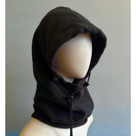 Navy Blue/Black Fleece Hood w/Drawstring sz OS (Unisex) - Picture 5 of 12